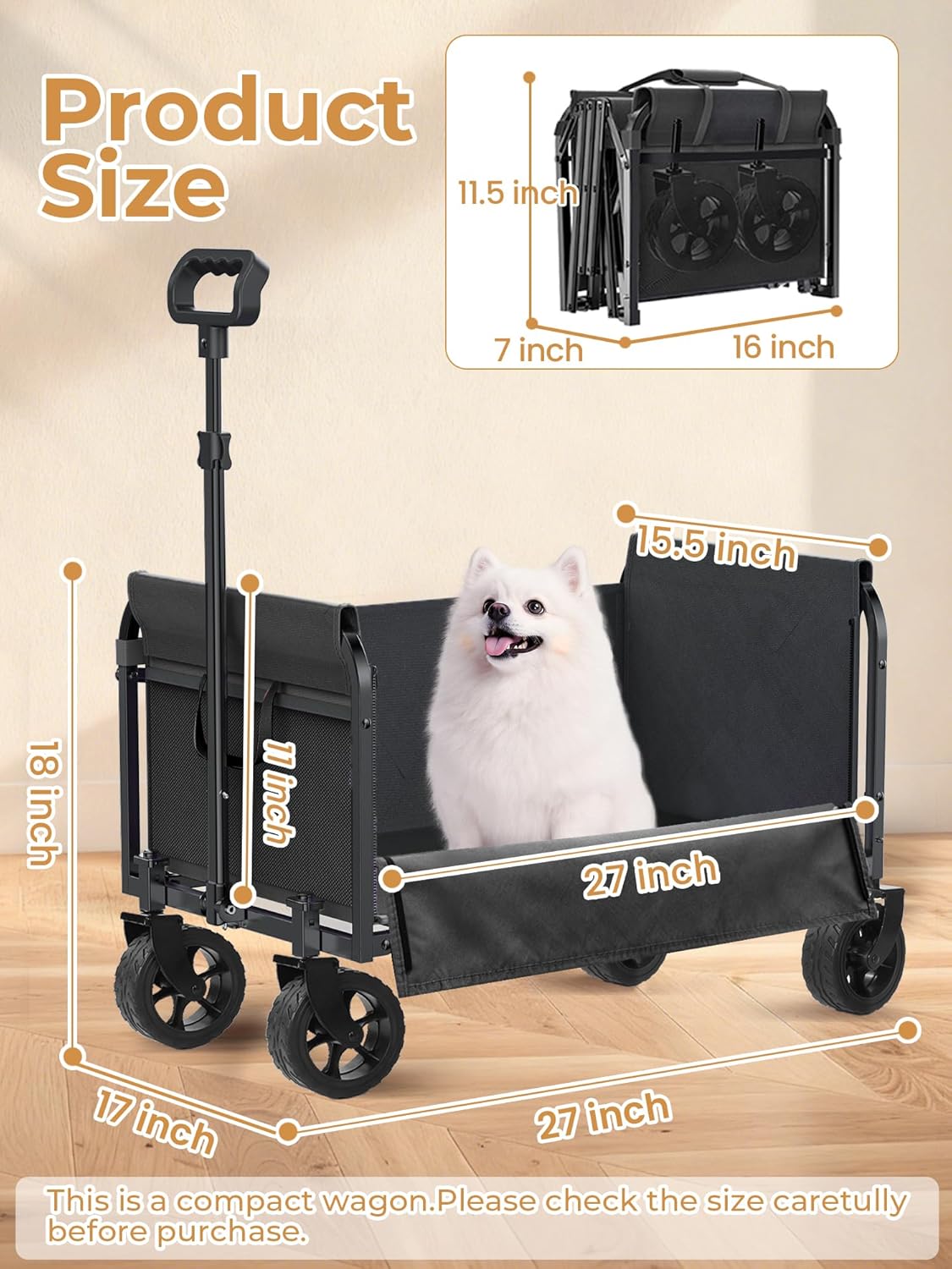 Wagon Cart with Wide Wheels (Black)