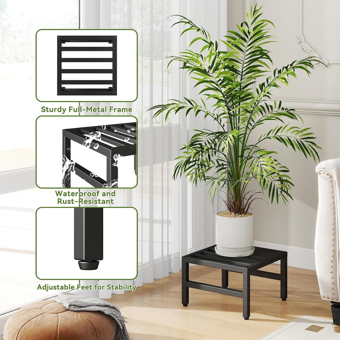 IBUYKE 3 Pack Metal Plant Stand Indoor Outdoor, Heavy Duty Small Flowe