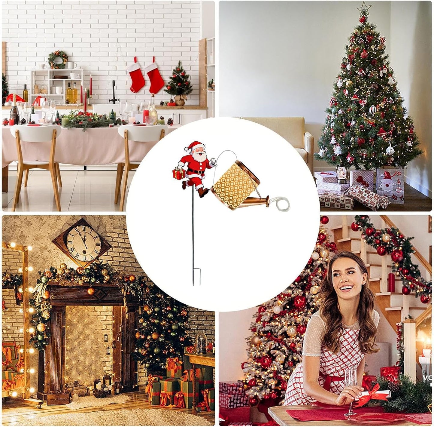 Christmas Santa Solar Kettles Lights - Solar Waterproof Decorative Christmas Decoration - Garden Ground Kettle Lamps - for Garden Pathway Driveway Patio Lawn Porch