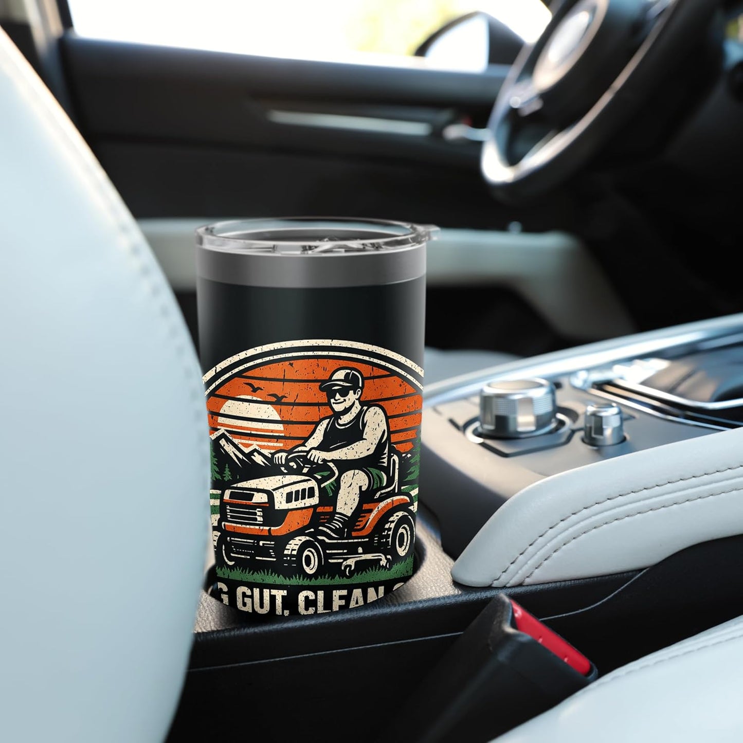Funny Lawn Care Ride on Lawn Mower Dad Bod Father's Day Stainless Steel Insulated Tumbler
