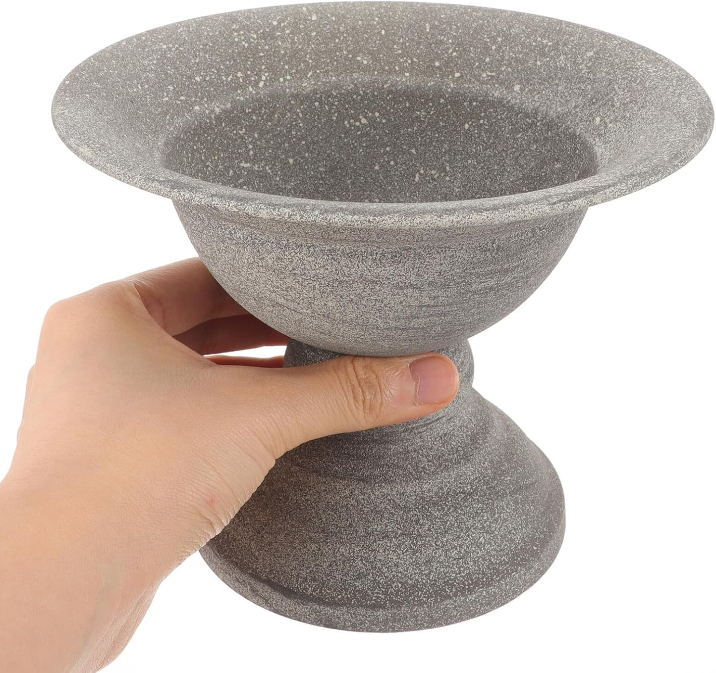 FAVOMOTO Vintage Style Metal Vase with Stable Flat Base for Tabletop Decor Rustic Grey Flowerpot for Home and Dining Table Farmhouse Retro Metal Planter for Floral Arrangements and