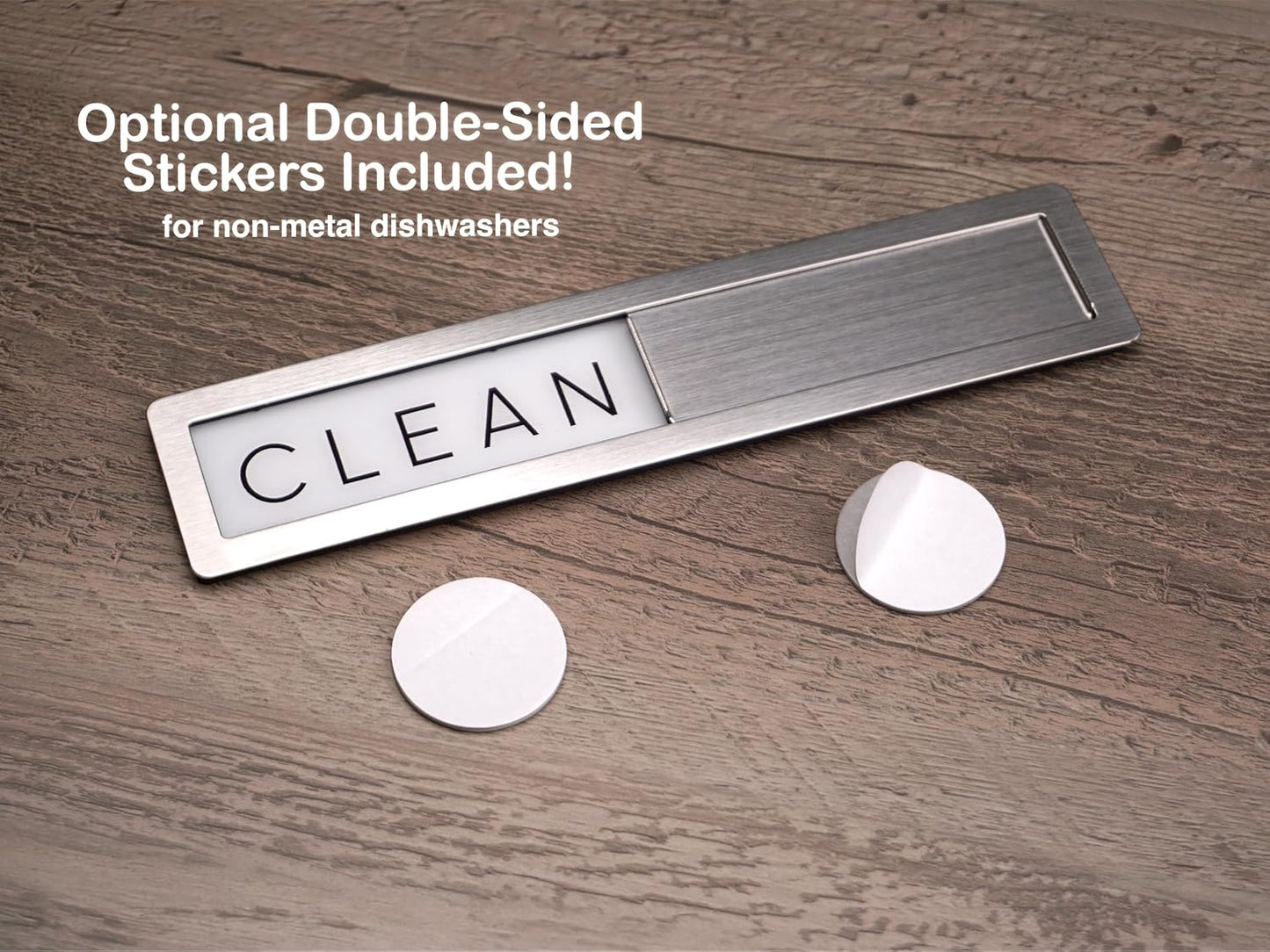 Stainless Steel Dishwasher Magnet Clean Dirty Sign - Premium Magnetic Signs That Say Clean/Dirty - Optional Sticker Adhesive for Non-Metal Surface Dish Washers - Black & White Minimalistic Style
