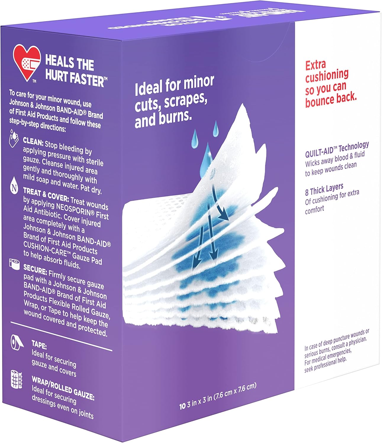 Band-Aid Brand Cushion Care Non-Stick Gauze Pads, Individually-Wrapped