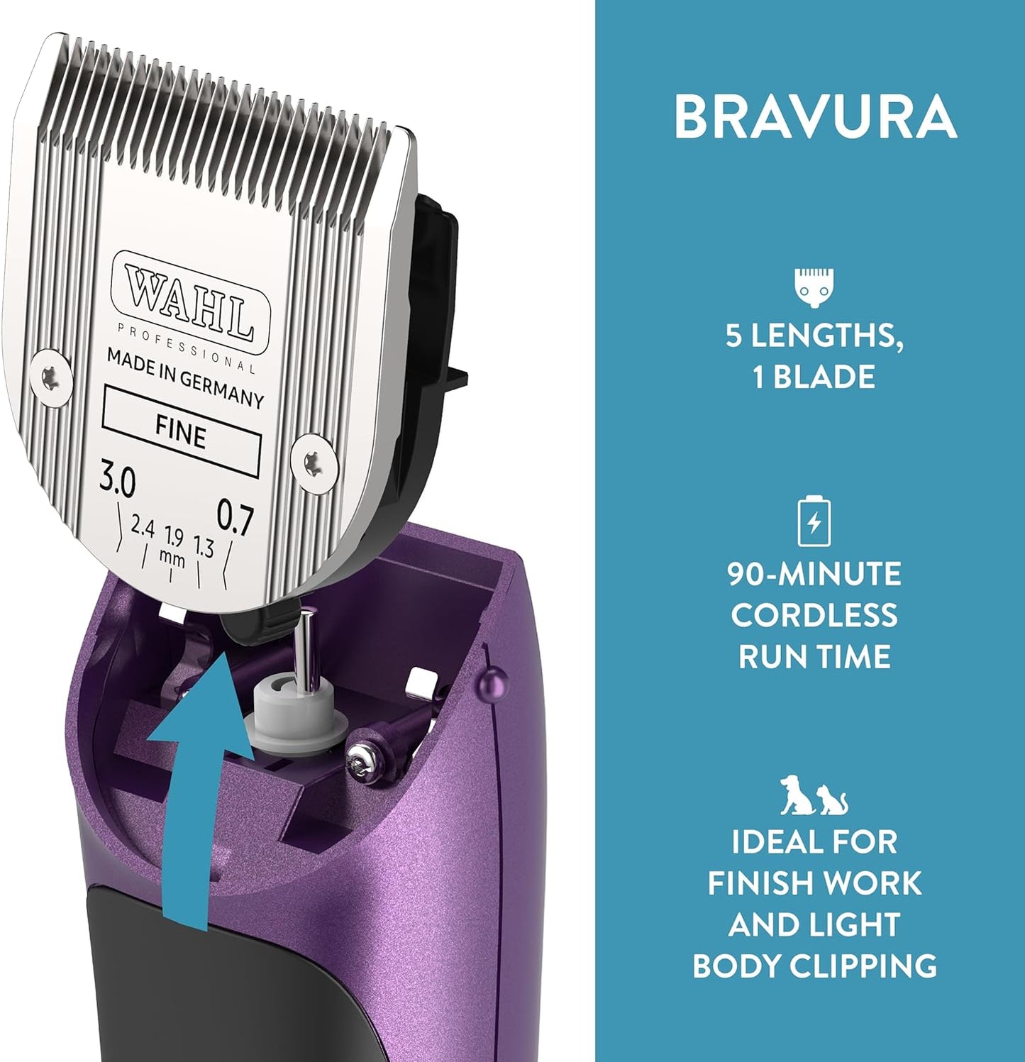 Wahl Professional Animal Bravura Pet, Dog, Cat, and Horse Corded/Cordl