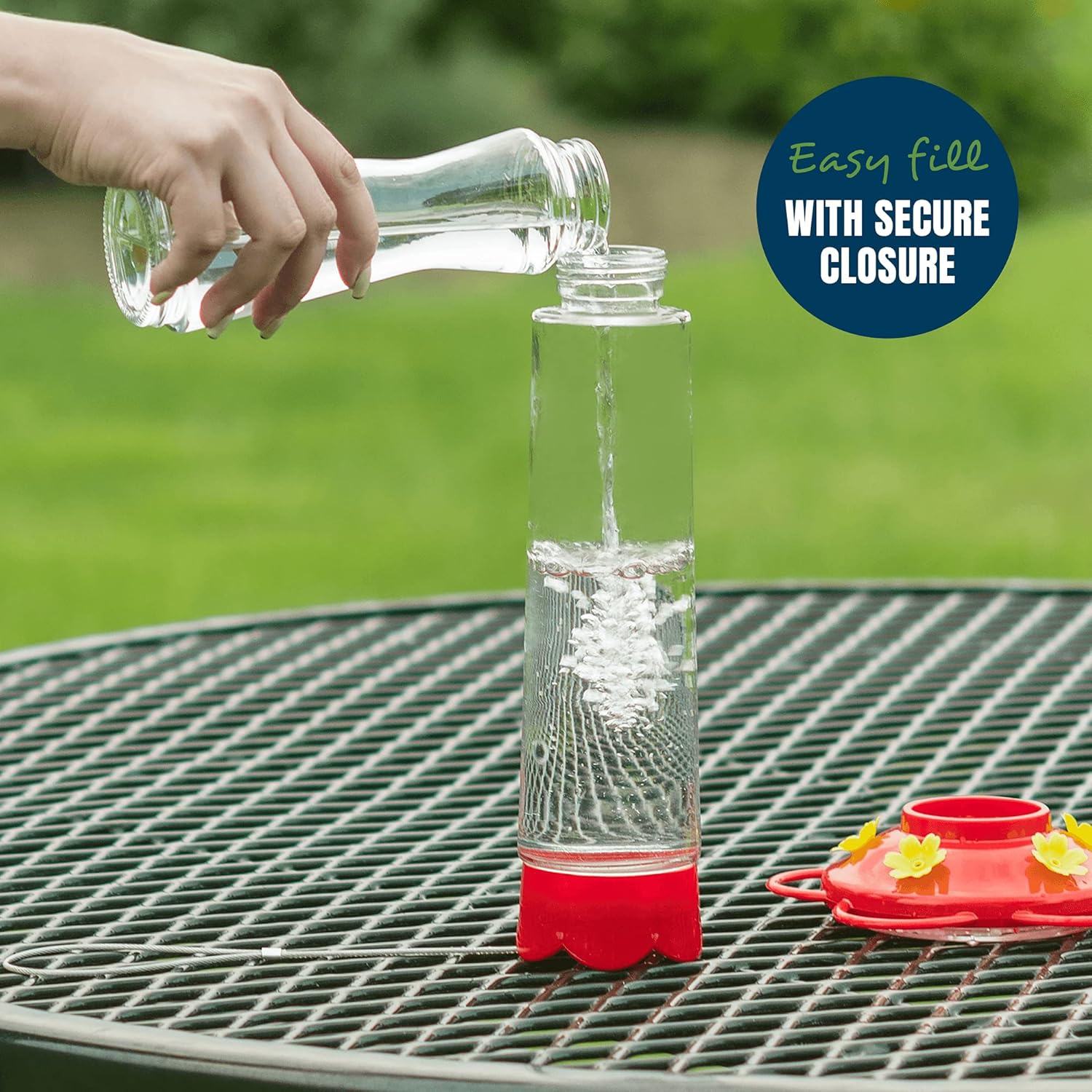 MEKKAPRO Outdoor Hummingbird Feeder Made from Glass, Hanging 5 Nectar 