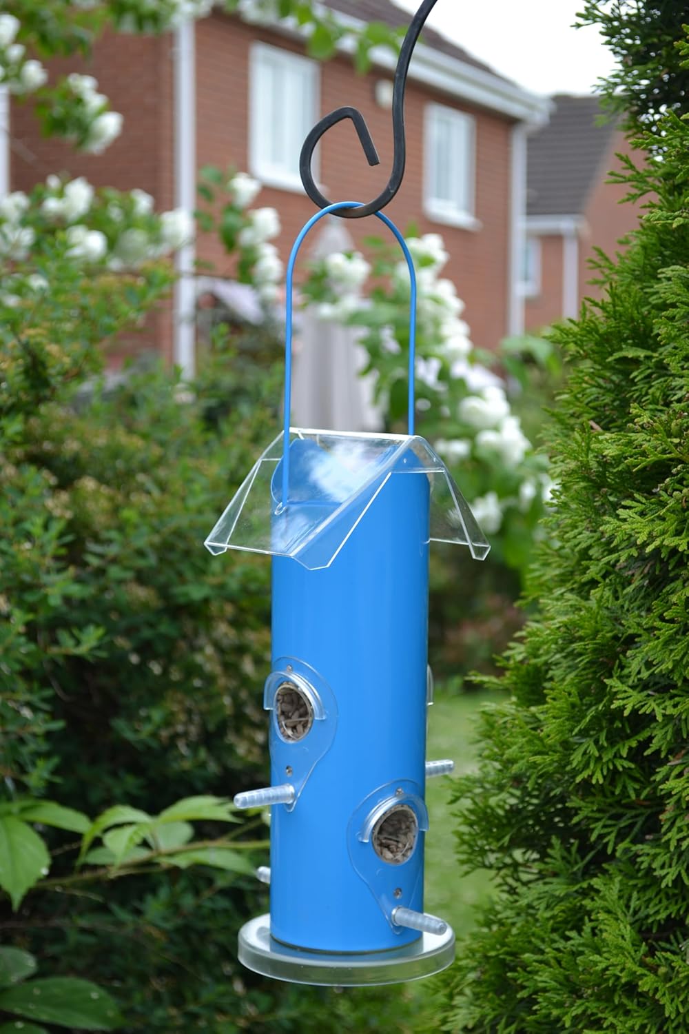 Supa Rutland Wild Bird Seed Feeders, Suitable for Seed and Sunflower Hearts, 4 Port Feeder, Finished in Summer Blue.