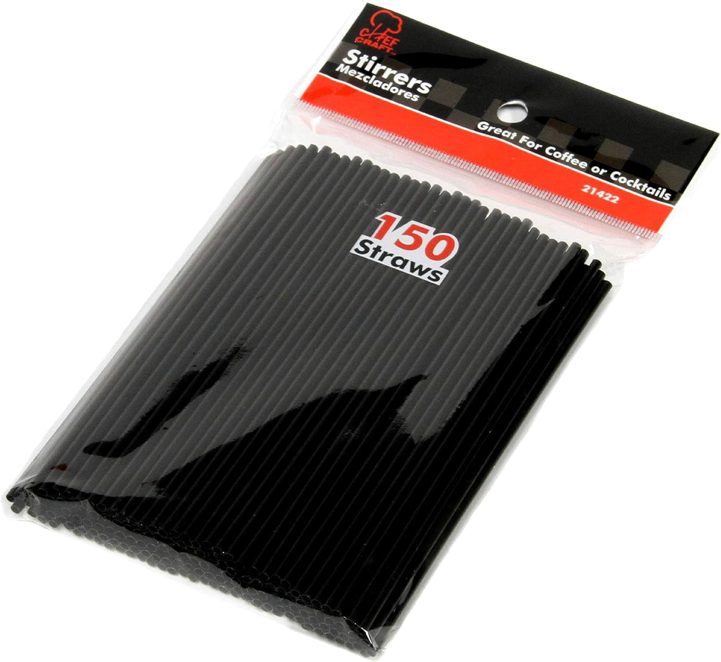 Chef Craft 5 Inch Coffee Stirrer Straws-Set of 150, Pack of 1, black