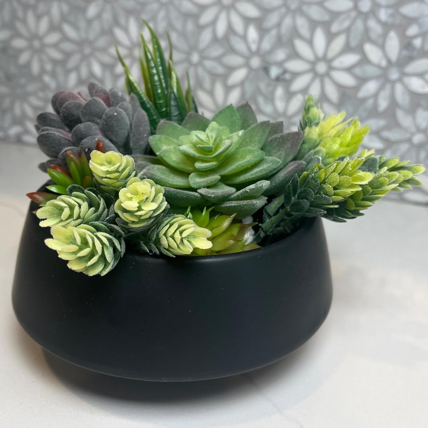 Admired by Nature Set of 6.5" & 9.5" Ceramic Flower Planters, Decorative Pot for Indoor Succulent Home Décor, Black