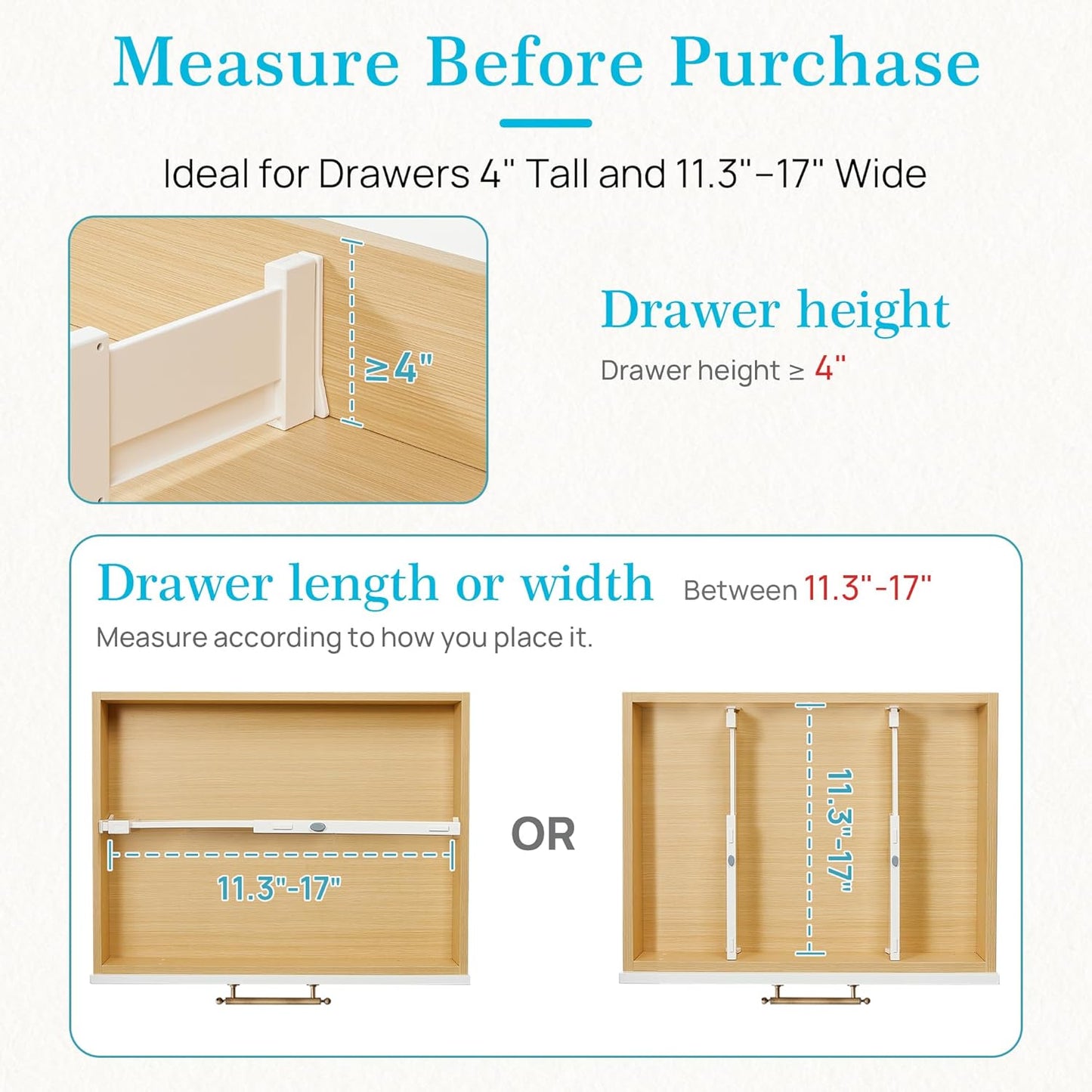 Vtopmart Drawer Dividers for Clothes 8 Pack, Adjustable 4" High Expand