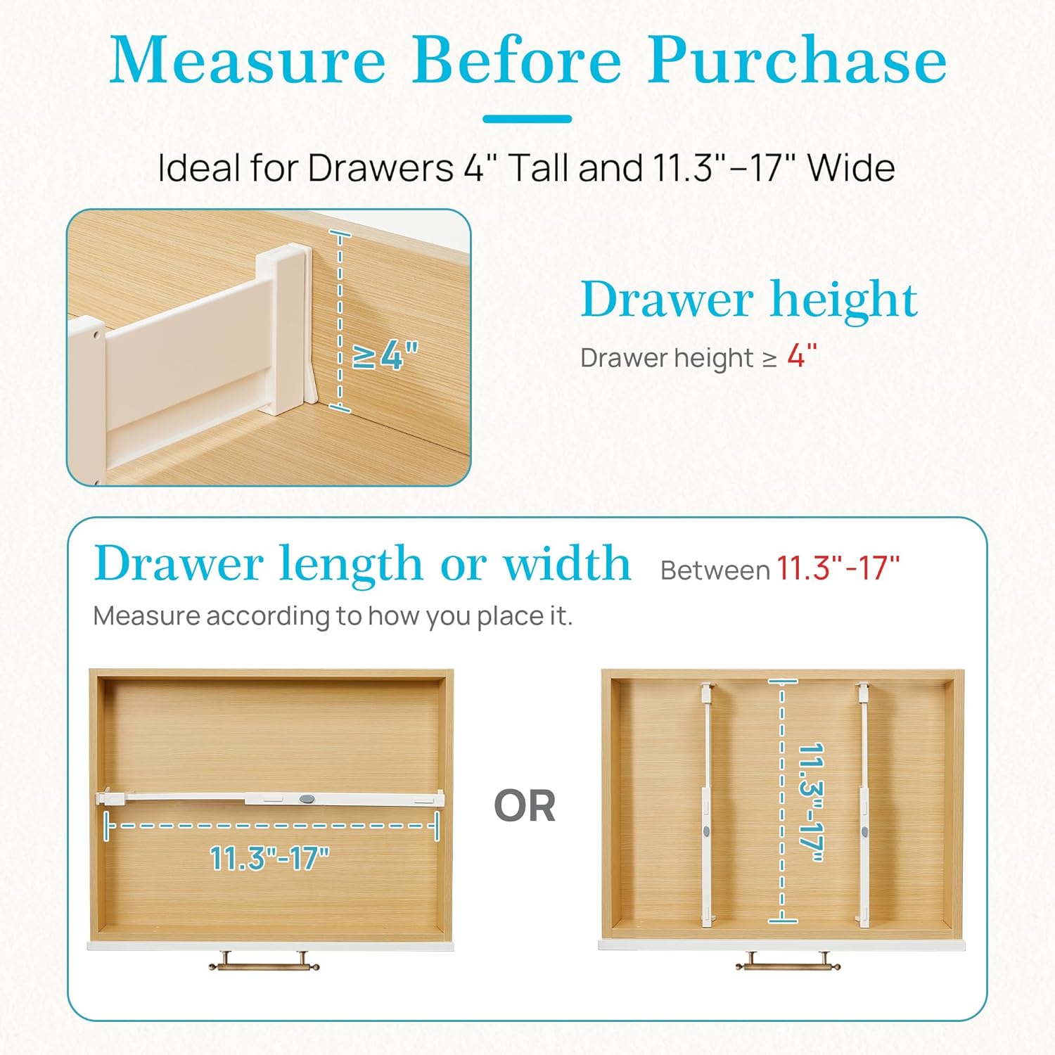 Vtopmart Drawer Dividers for Clothes 8 Pack, Adjustable 4" High Expand