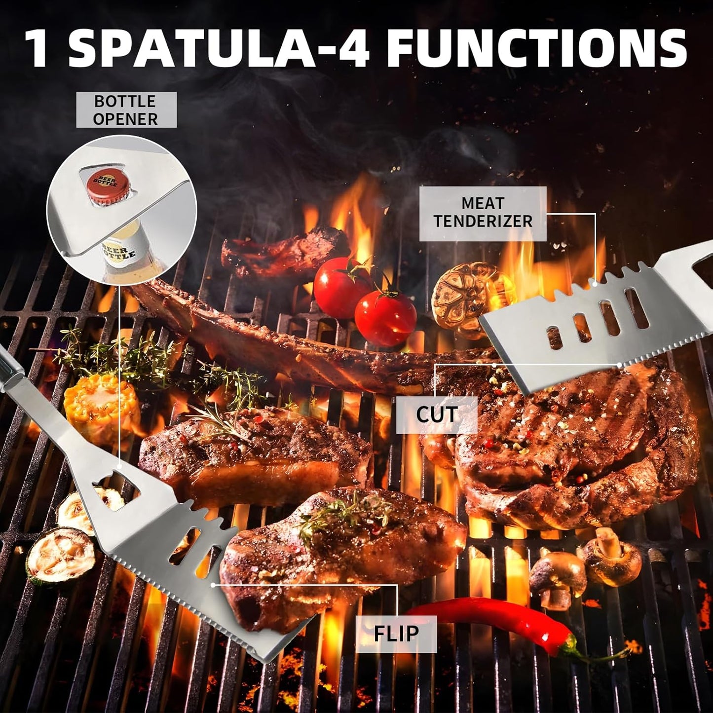 11Pcs Stainless Steel BBQ Grilling Accessories Set, Dad Gifts for Fath
