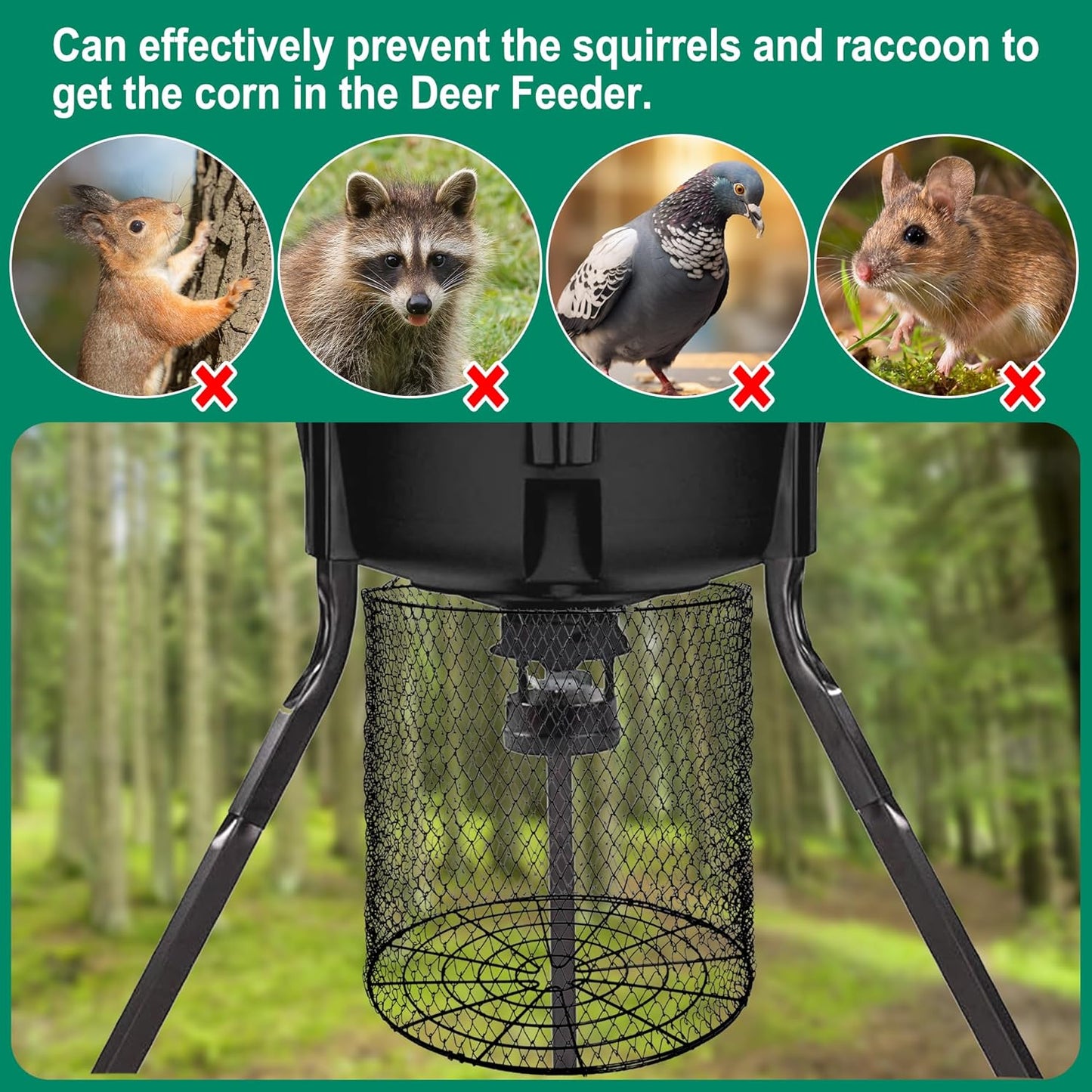 Foldable Deer Feeder Varmint Guard, 13x12 in Stainless Steel Deer Feeder Protective Guards Cage for Outdoor Fores, Keep Raccoon Squirrels Birds Away from Your Feeder