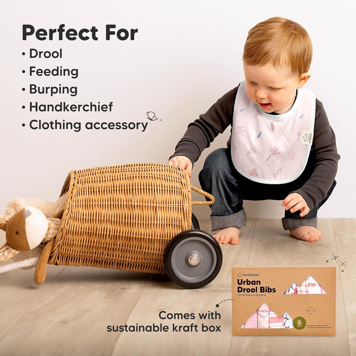 8-Pack Organic Baby Bibs for Boys, Girls - Soft Cotton Drooling and Te
