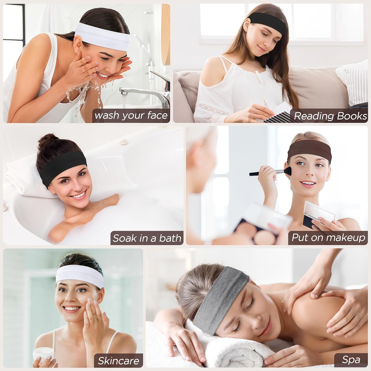 Headbands for Women, 8pcs Stretchy Non Slip Soft Cotton Cloth Hair Ban