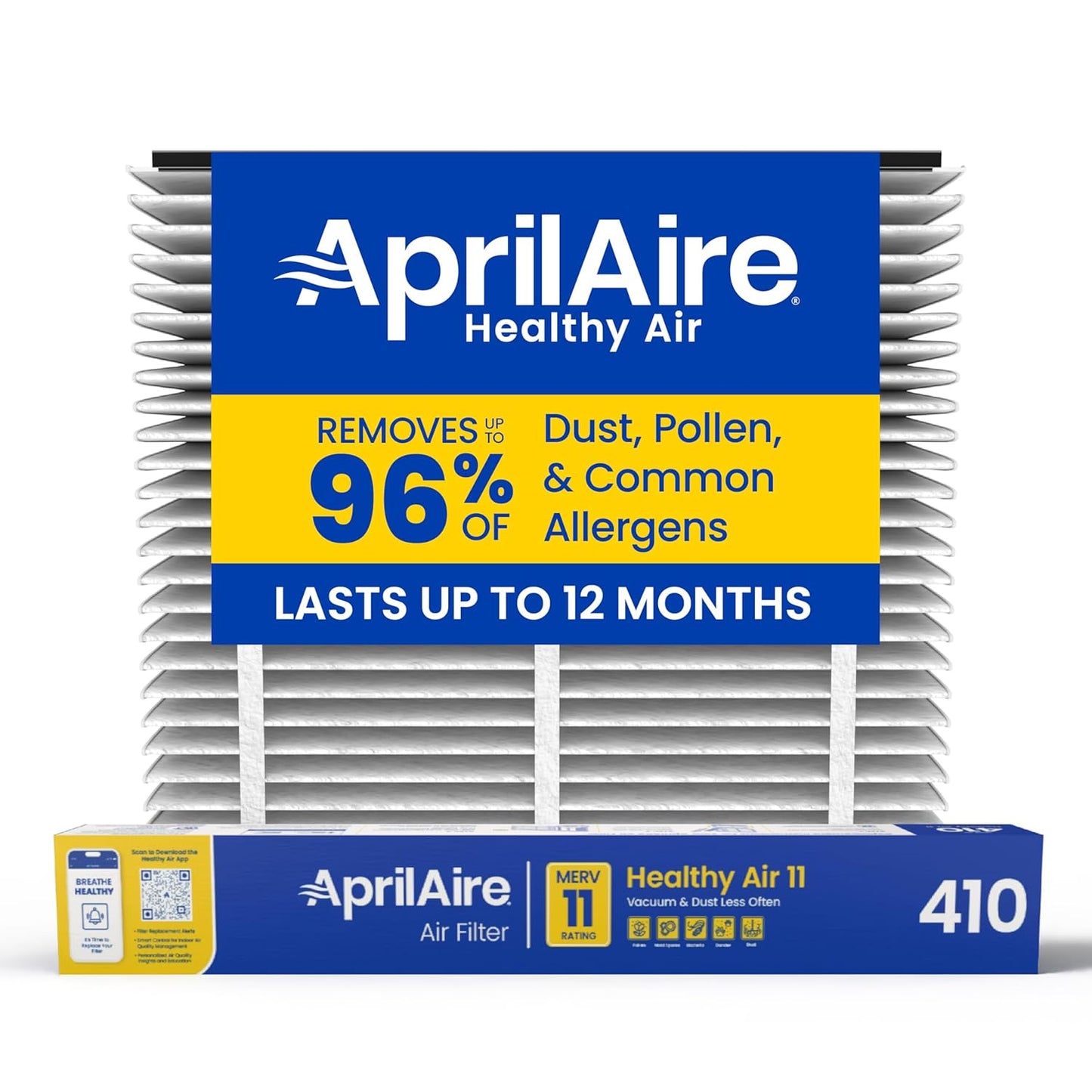 AprilAire 410 Replacement Filter for AprilAire Whole House Air Purifiers - MERV 11, Clean Air & Dust, 16x25x4 Air Filter (Pack of 1)