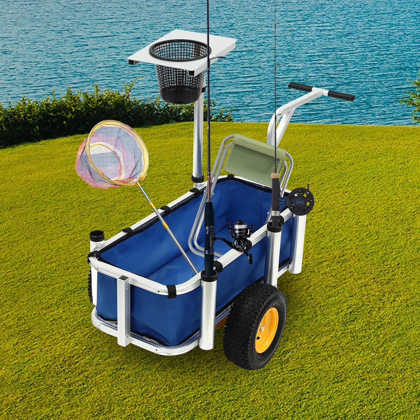 Aluminum Fishing Cart with Rod Holders - Trolley Fish and Marine Cart 