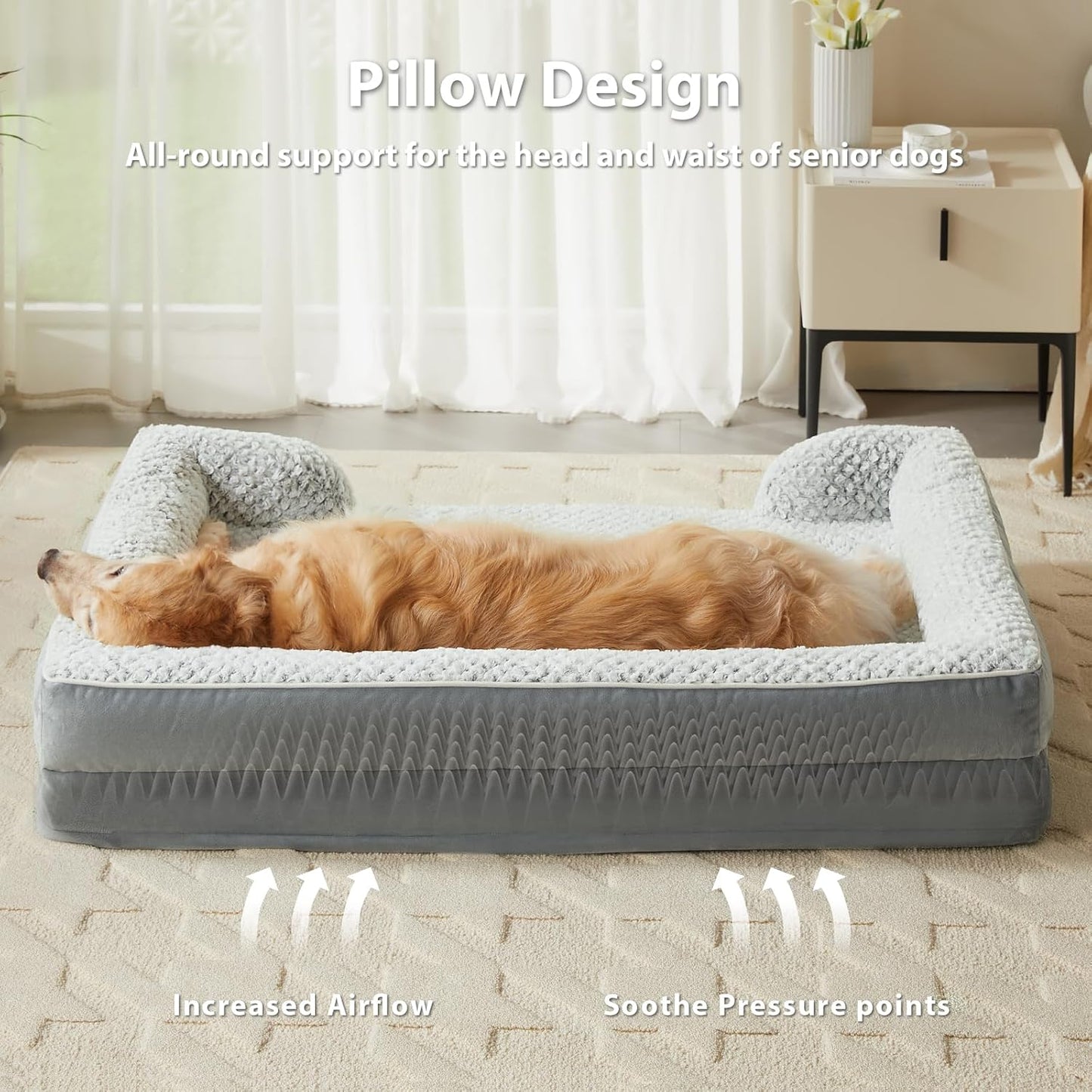 Orthopedic Dog Beds for Large Dogs,Waterproof Dog Bed, Egg Crate Foam 
