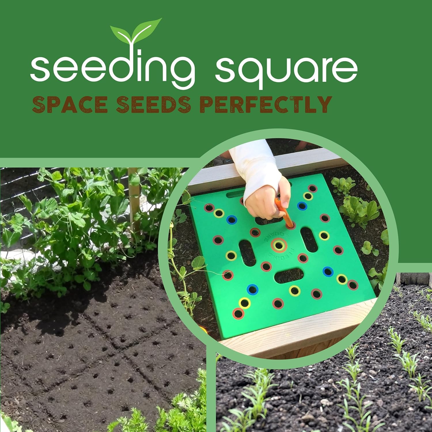 Seeding Square - Patented Seed and Seedling Spacer Tool for Bigger Har