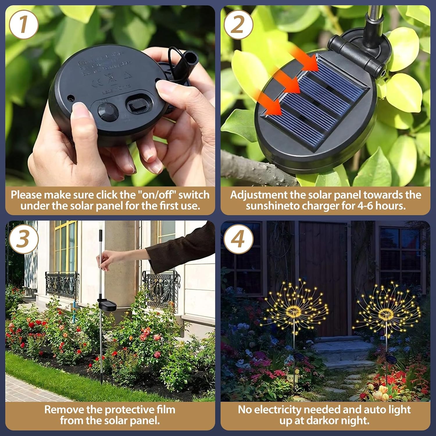 Outdoor Solar Garden Lights, 120 LEDs 8 Lighting Modes 6 Packs Waterpr