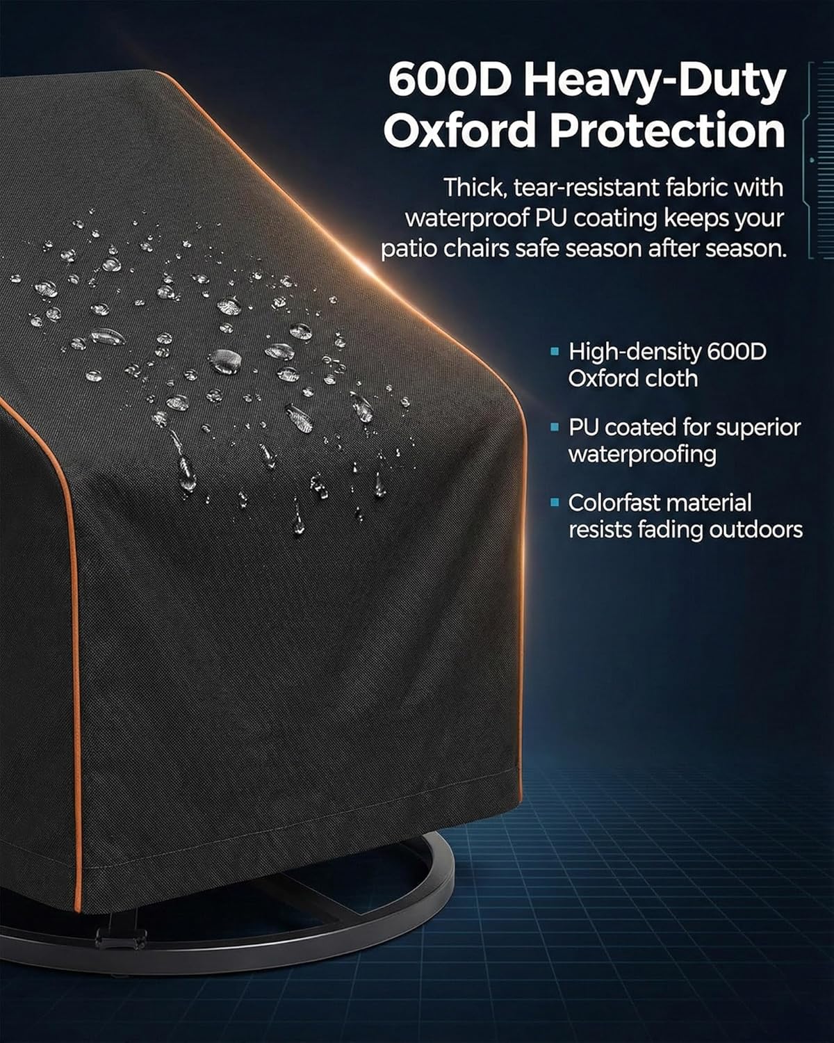 Outdoor Waterproof Patio Chair Covers, Heavy Duty Oxford Coating Weath