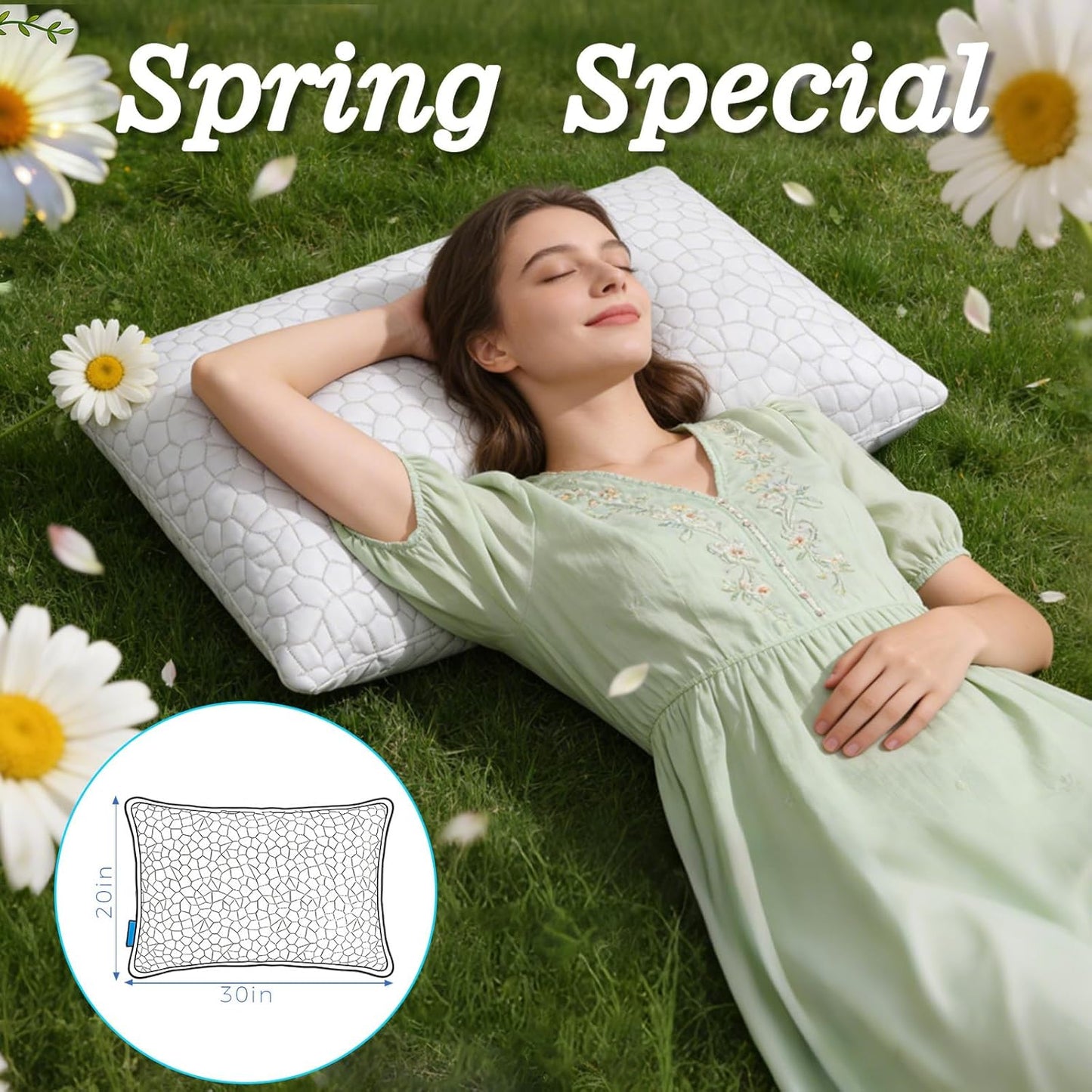 Cooling Pillow Queen Size Set of 2, Adjustable Bed Pillows for Sleeping, Luxury Shredded Memory Foam Pillows 2 Pack,Soft Yet Supportive Firm Pillow for Side,Back,Stomach Sleepers,Gifts for Hot Sleeper