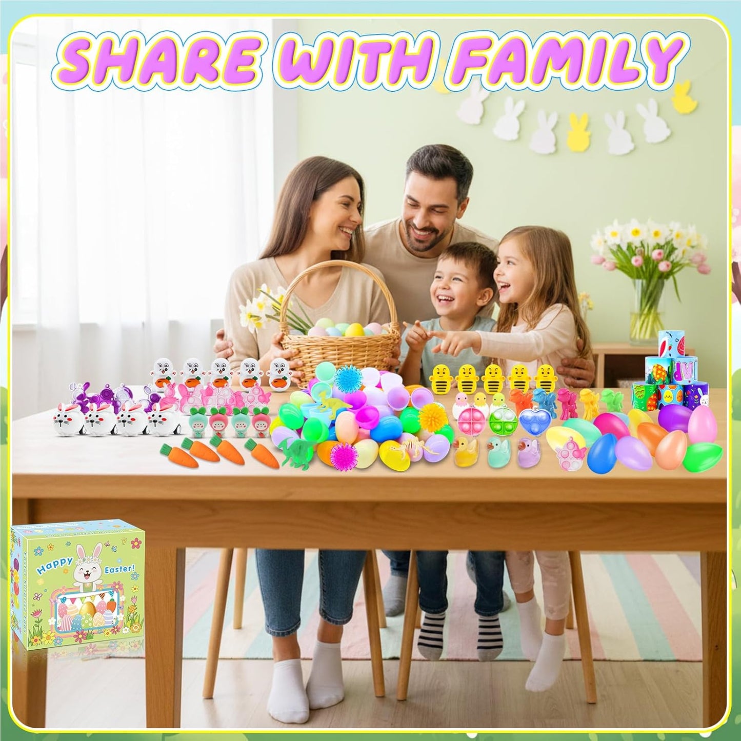 BicMan Prefilled Easter Eggs with Toys, 100 Pcs Plastic Easter Eggs Set, Easter Basket Stuffers for Egg Hunt and Party Activities