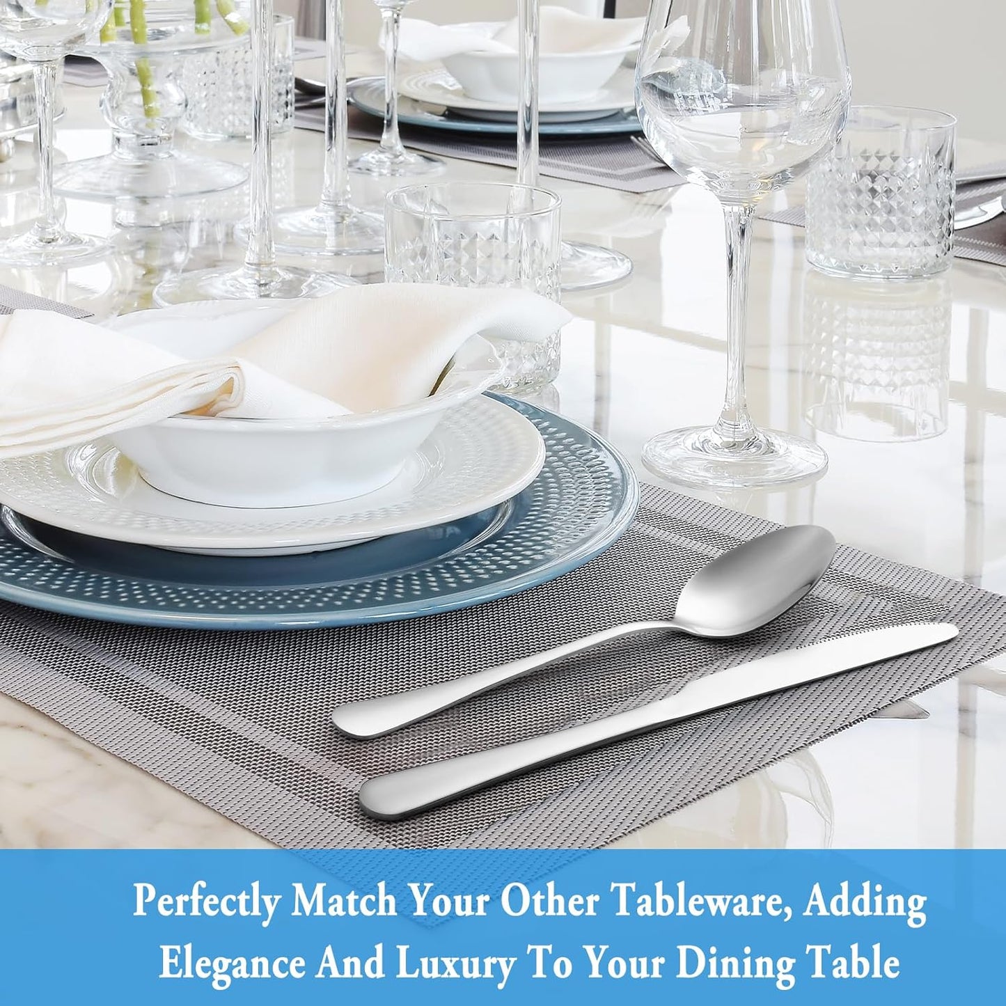 Dinner Spoon Set,16 Pcs 7.3" Tablespoons,Premium Food Grade Stainless 