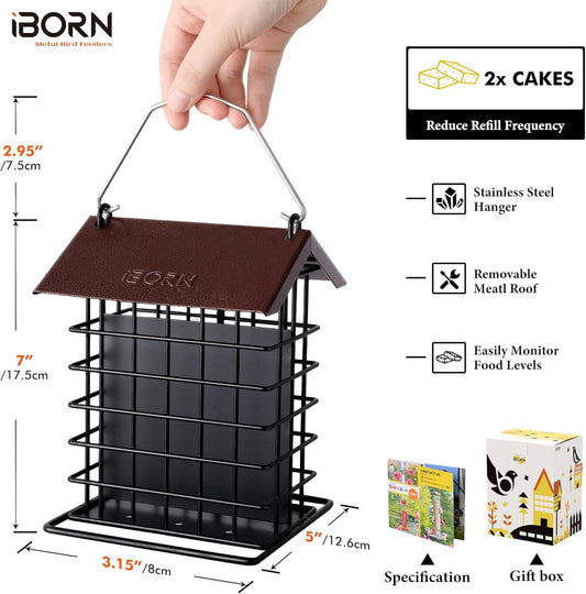 iBorn Suet Feeder for Outside Hanging,Suet Bird Feeders for Outdoors,S