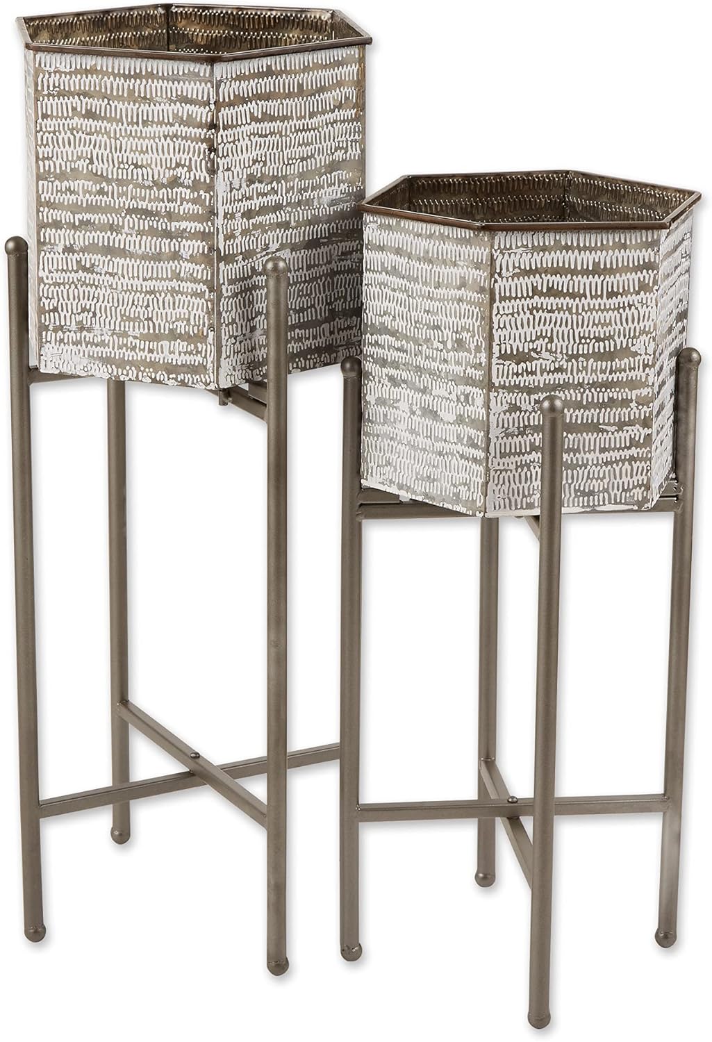 DII Bucket Plant Stand Set Indoor/Outdoor, Large, 10x9.75x24.25; Small