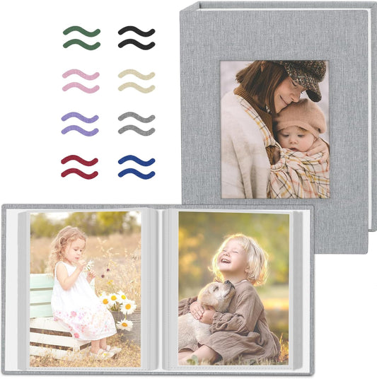Popotop 2 Pack Photo Album 4x6 Pictures, Small Linen Slip-in Photo Albums Book for 80 Photos with 40 Pockets, Birthday Gifts for Women Mom Family Baby