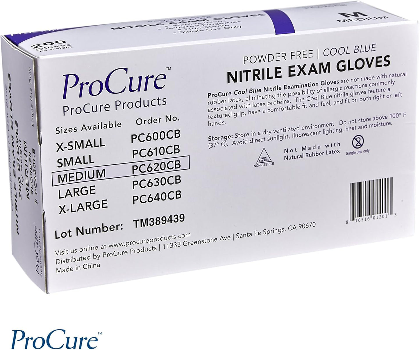 ProCure [200 Count] Disposable Nitrile Gloves - Latex Free, Powder Free Medical Exam Gloves