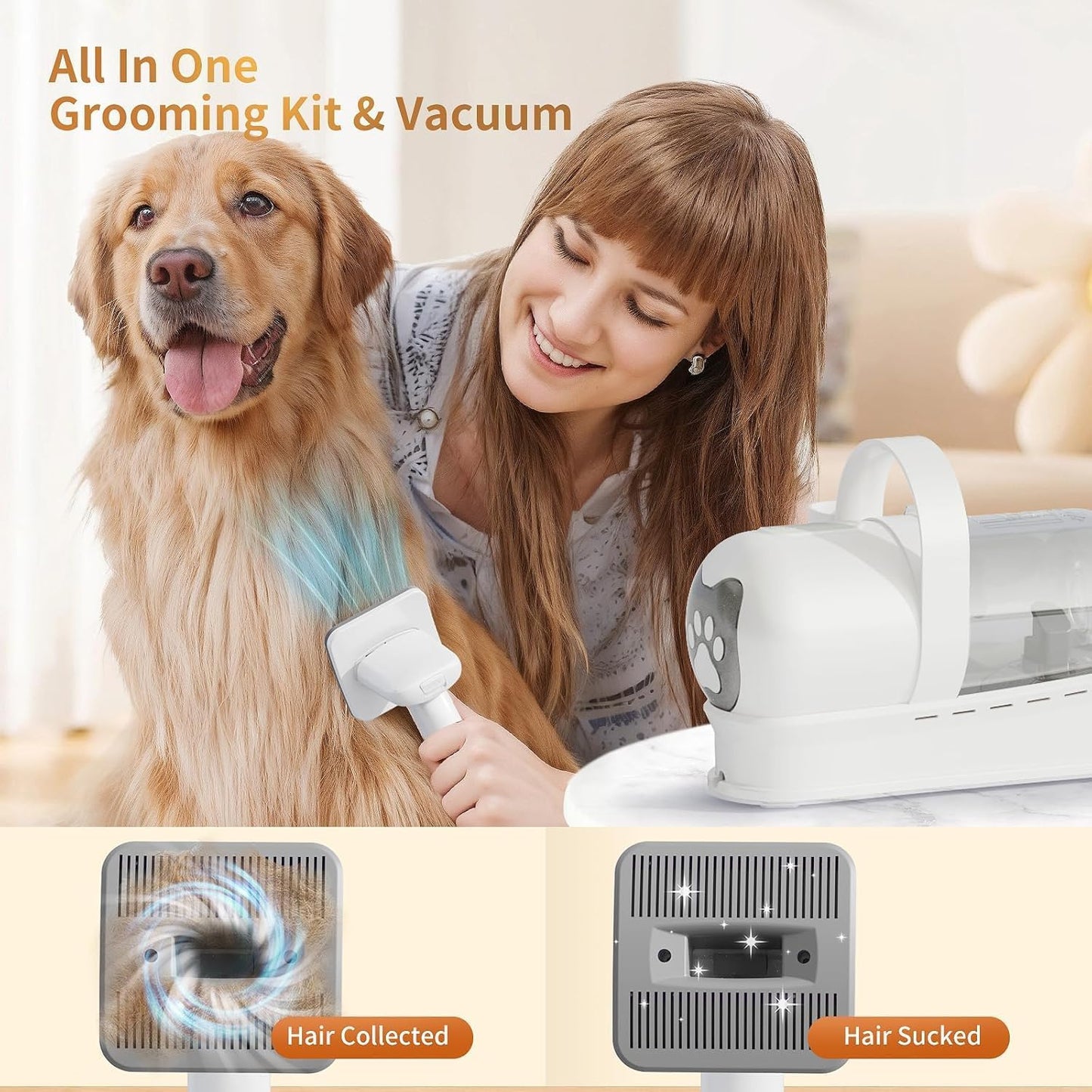 Dog Grooming Kit, Pet Grooming Vacuum with Pet Clipper Nail Grinder, D