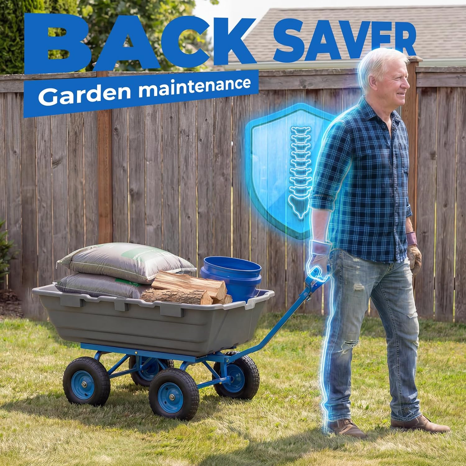 Sekey 1000lbs Garden Dump Cart for Seniors, Capacity Yard Wagon with R