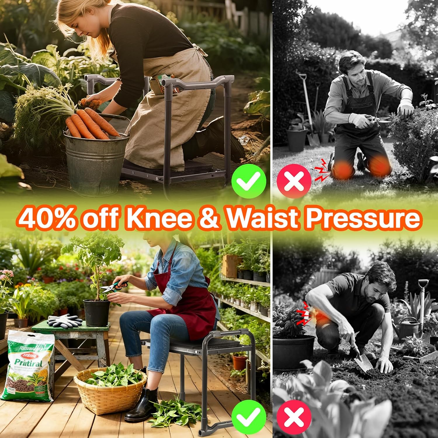 Garden Kneeler and Seat Heavy Duty, Wider and Thicker Kneeling Pad for