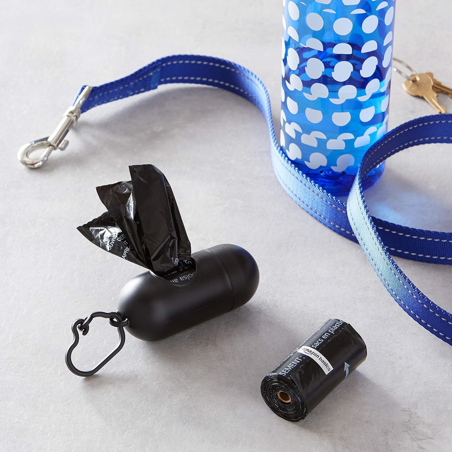 Amazon Basics Dog Poop Leak Proof Bags with Dispenser and Leash Clip, 