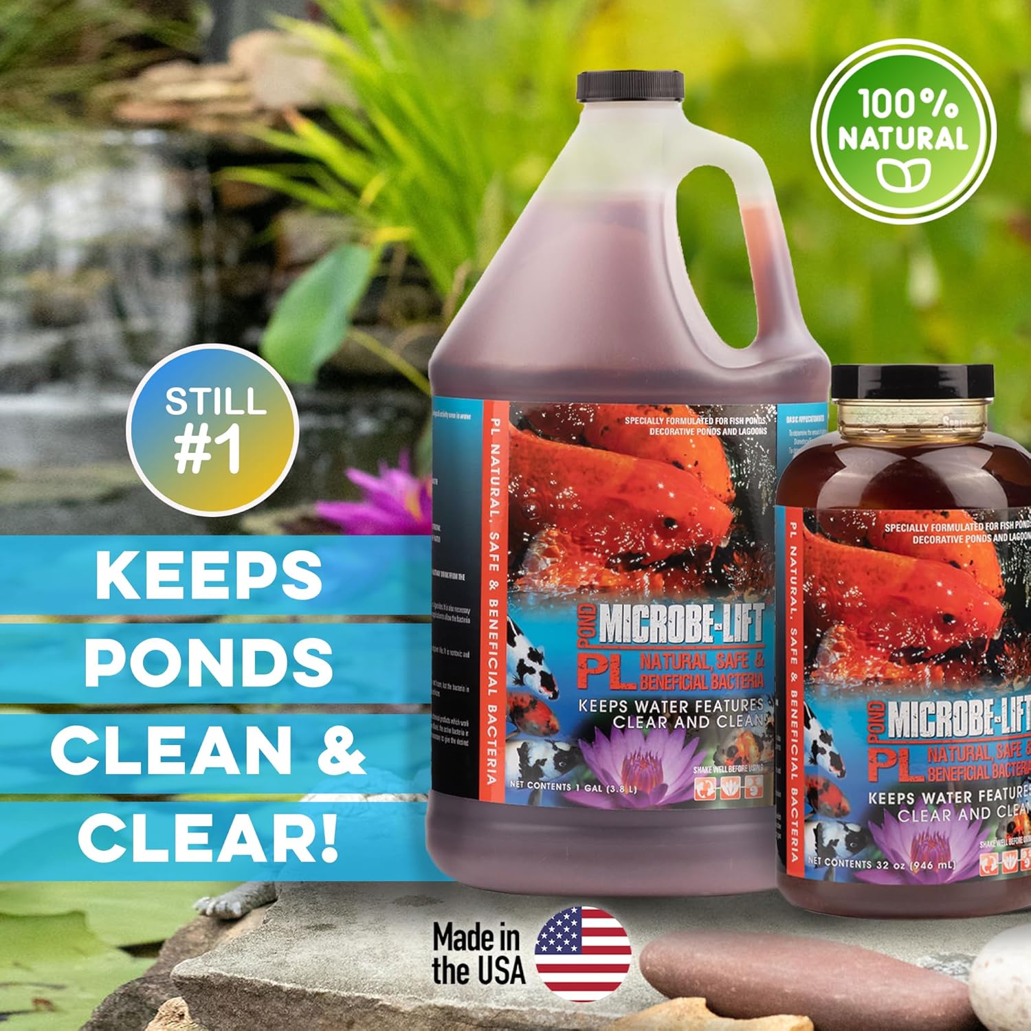 MICROBE-LIFT PL Pond and Outdoor Water Garden Cleaner, Safe for Live K