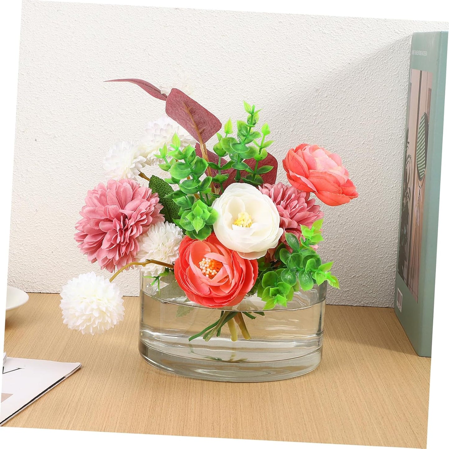 Milisten Glass Flower Vase for Home Decor Multipurpose Round Aquarium 
