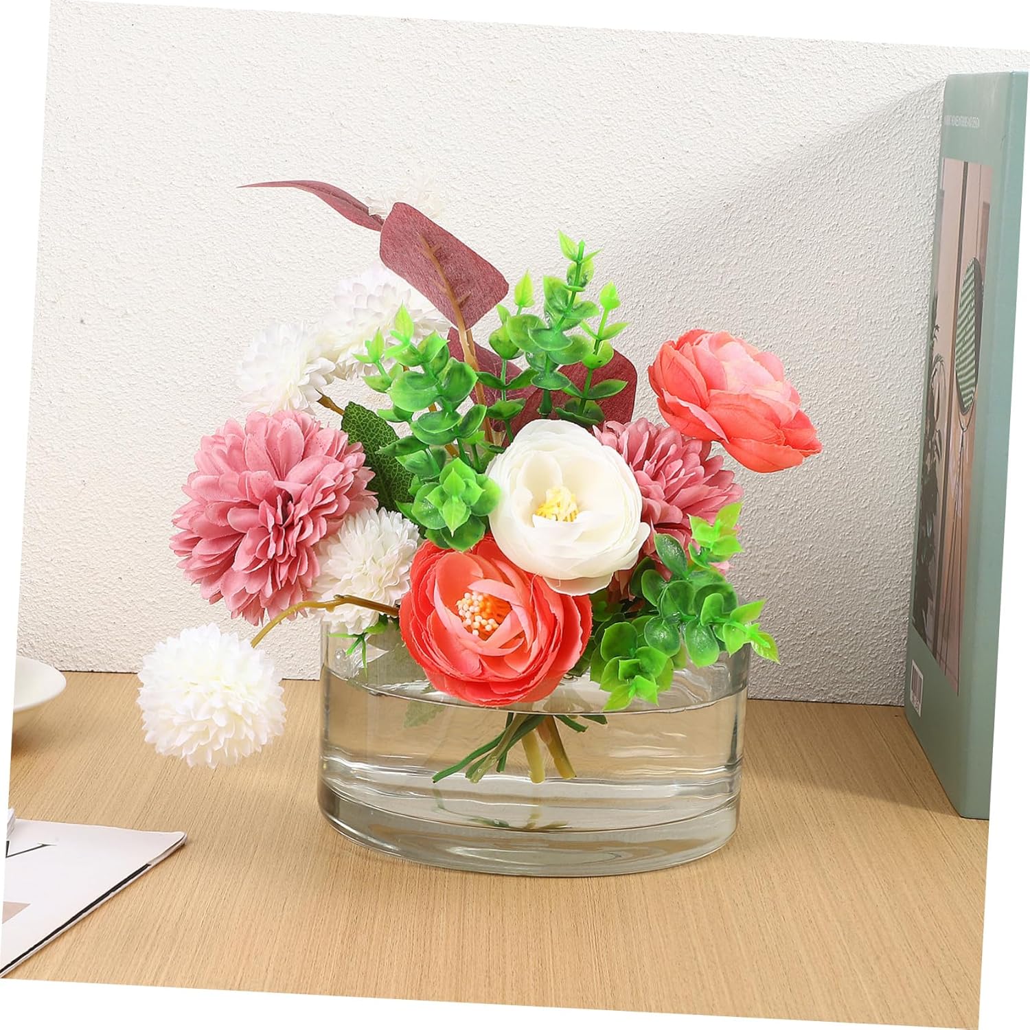 Milisten Glass Flower Vase for Home Decor Multipurpose Round Aquarium 
