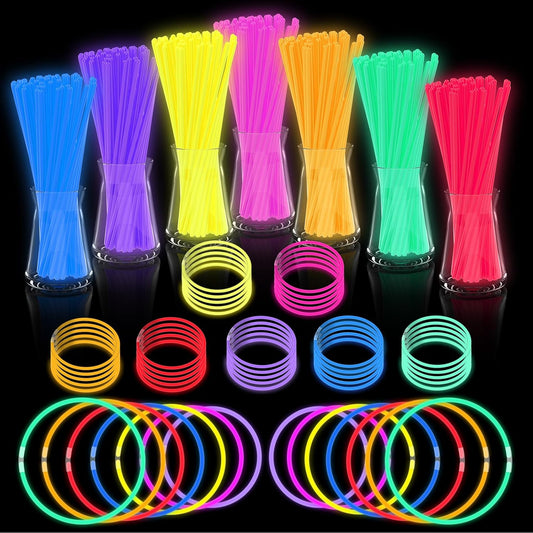 Glow Sticks Bulk Party Pack- Ultra Bright 50pk Glow in the Dark Party Favors, Easter Basket Stuffers Glow Sticks Party Supplies Glow Necklaces and Glow Bracelets with Connectors
