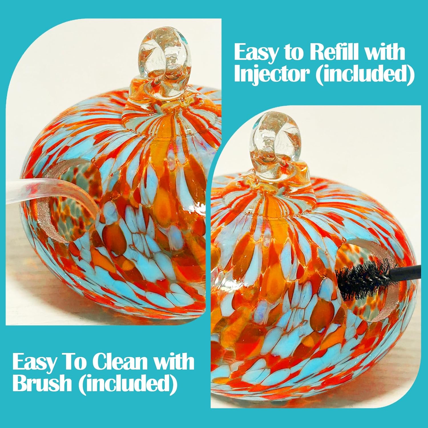 Glass Hummingbird Feeder for Outdoors 6 PCS Small Hand Blown Glass Bir