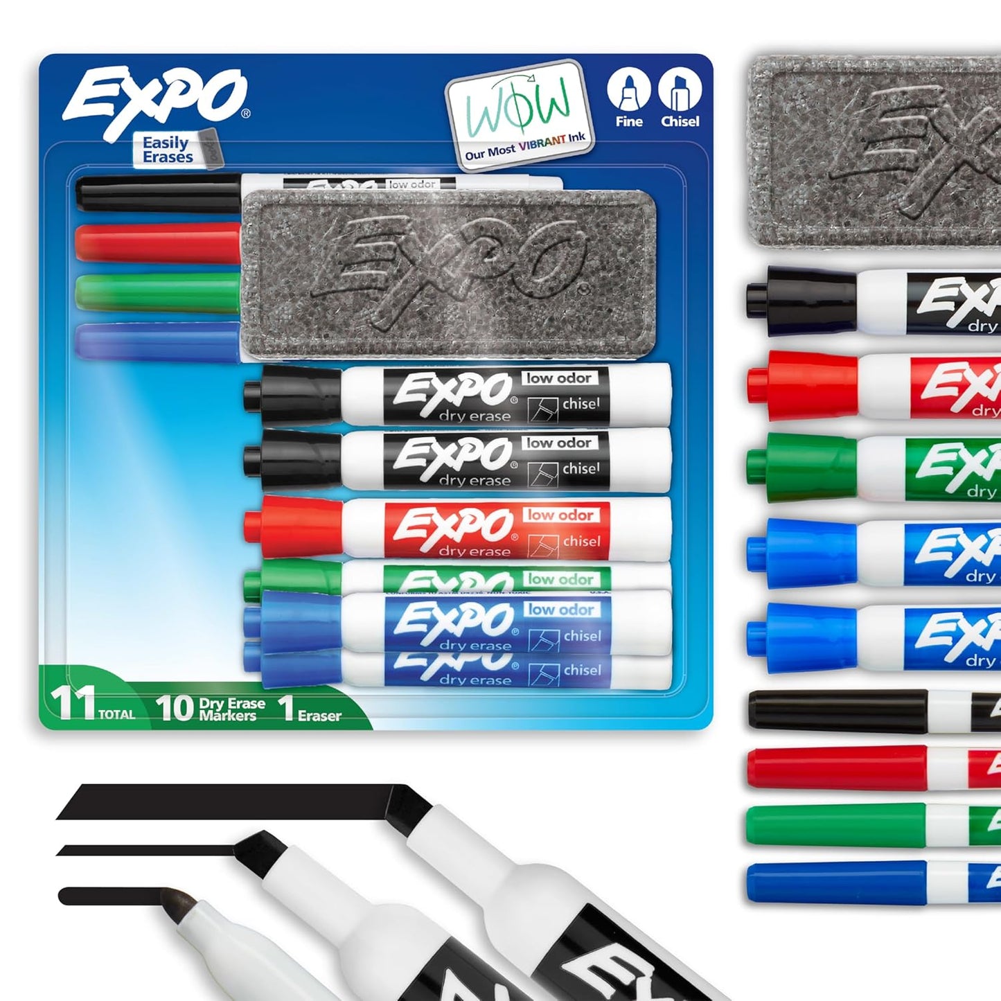 EXPO Dry Erase Markers Set, Fine & Chisel Tips, 11 Count - Classroom, 