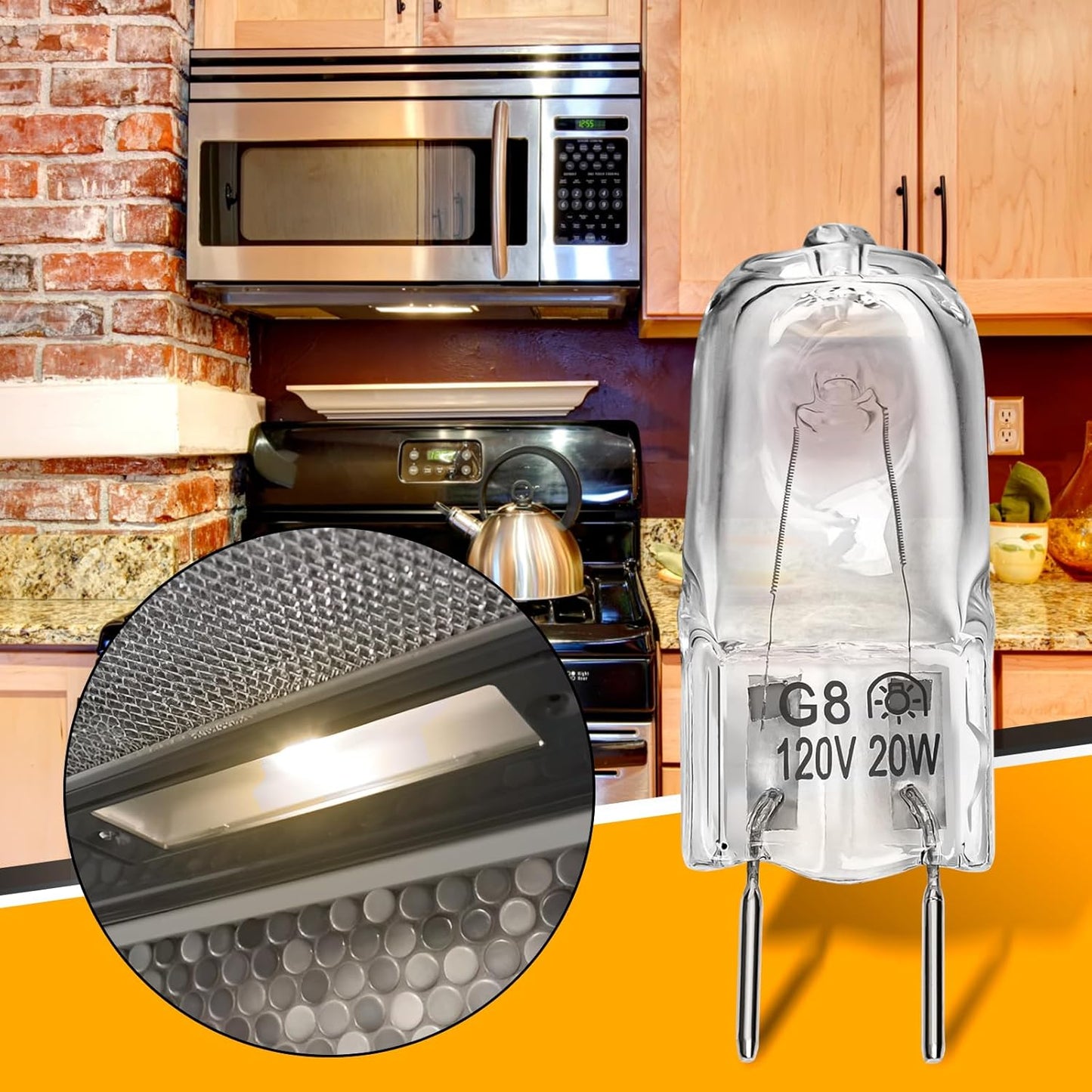Halogen Light Bulb Fits for GE Samsung Ken More Elite Maytag Over The Stove Range Microwave, Night Light/Stove Light Bulb for GE Microwave, Replaces WB25X10019, 2Pack