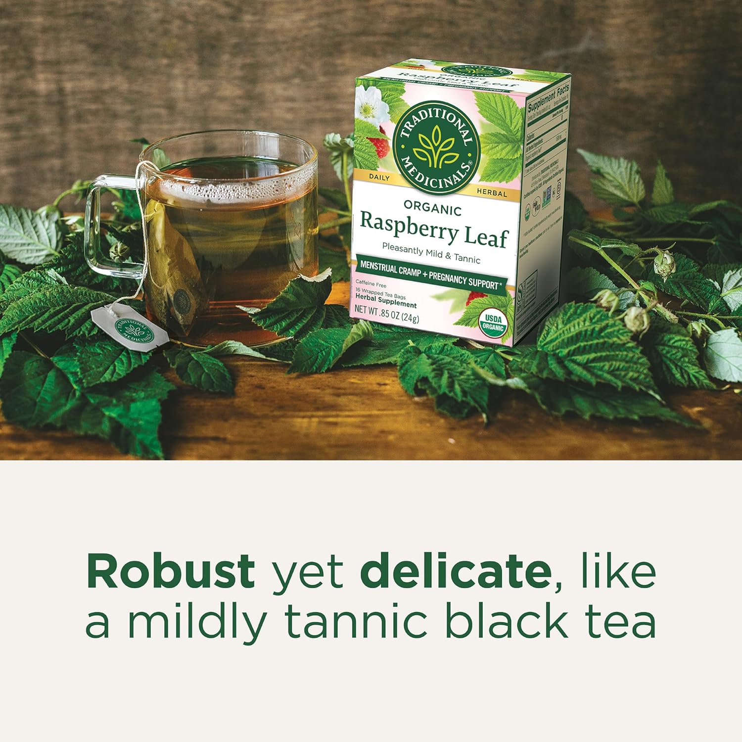 Traditional Medicinals Organic Raspberry Leaf Herbal Tea, Eases Menstr