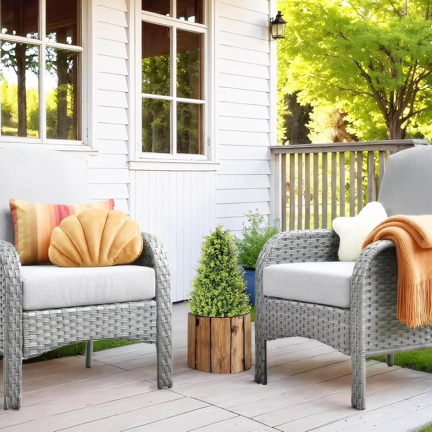 30" Tall Artificial Boxwood Topiary Trees, Set of 2 – UV Resistant Faux Evergreen Shrubs and Bushes for Outdoor Planters, Realistic Fake Plants for Front Porch Outside Patio Garden