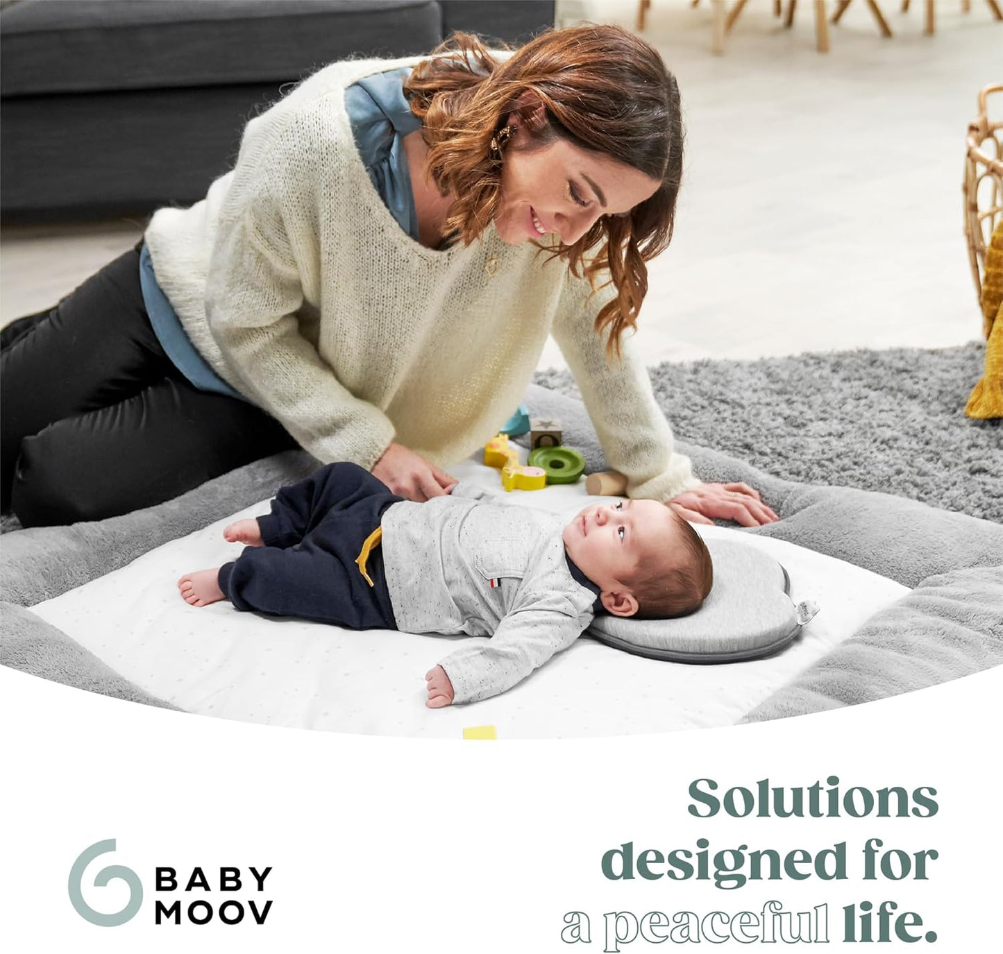 Babymoov Lovenest Organic Baby Infant Cushion, Pediatrician Designed Versatile, Comfortable, Machine-Washable Head and Neck Support (Made in Europe), Baby Registry Must Have