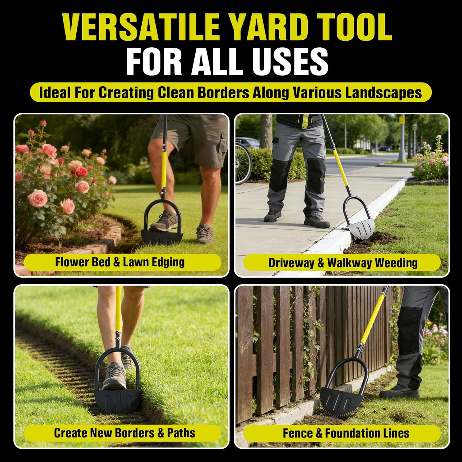 Houselife Half Moon Edger for Landscaping, 42" Manual Grass Edger Tool