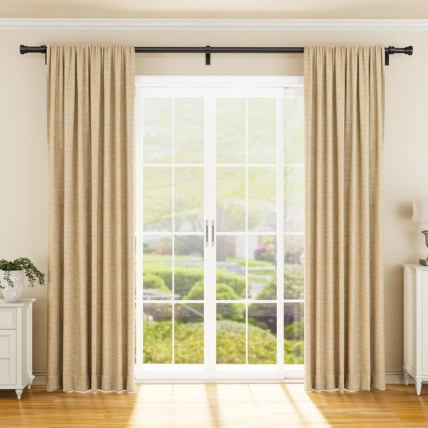 YaFex Curtain Rods 32-144 Inch, Heavy Duty 1 Inch Adjustable Curtain R