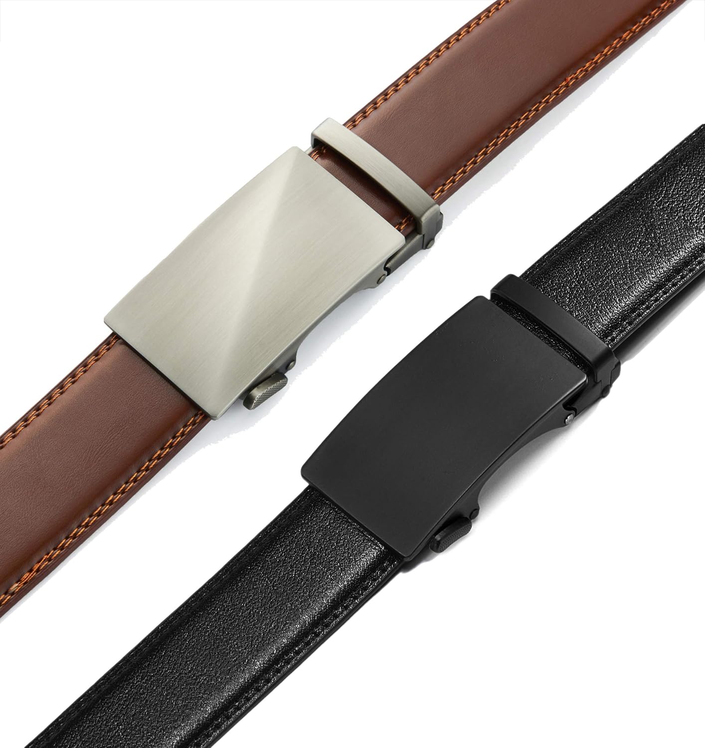 CHAOREN Leather Ratchet Belt Men 2 Pack - Customizable Fit, Effortless