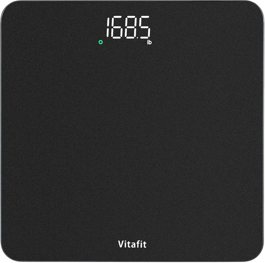 Vitafit Scale for Body Weight, High Accuracy 0.1lb by Our Professional Factory Since 2001, Digital Weight Scale LED and Step On, 3*AAA Batteries Included, 400lb/182kg, Spray Silver Black