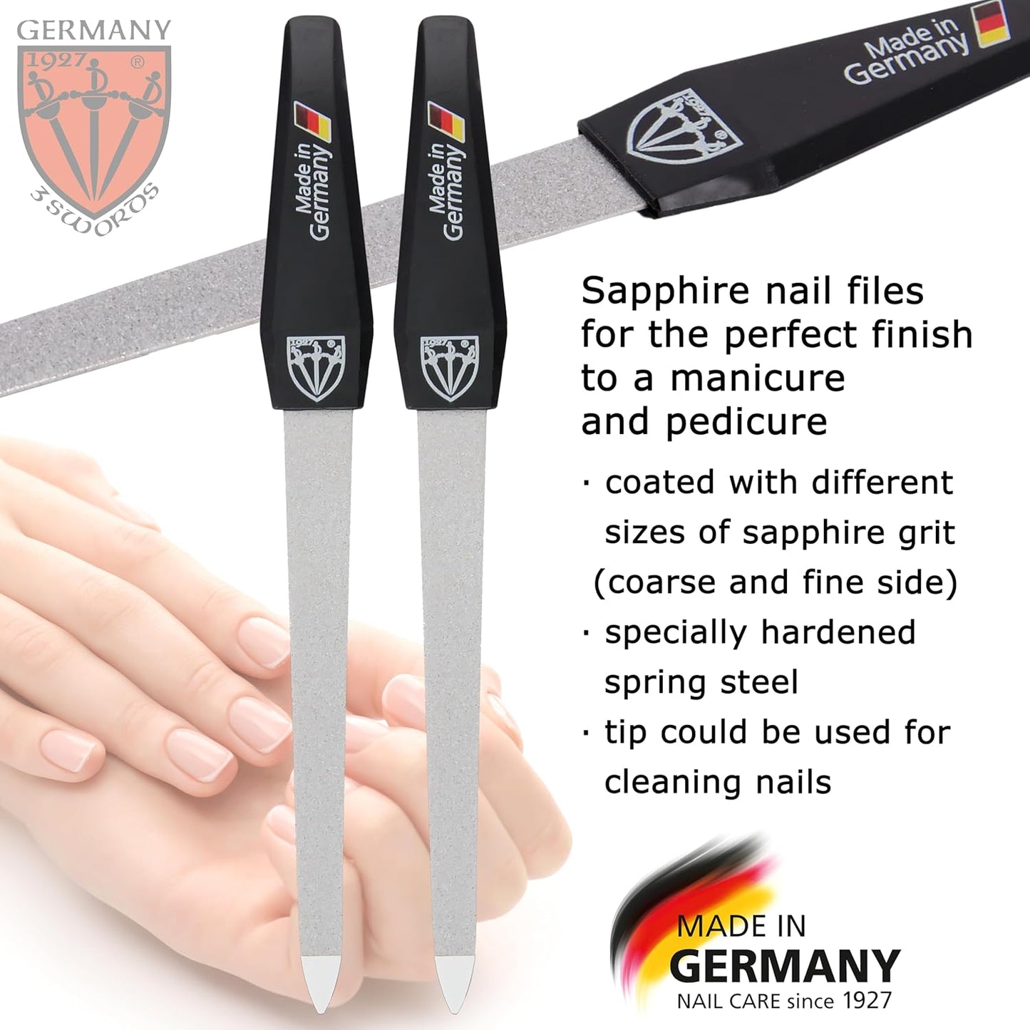 3 Swords Germany - Sapphire Metal Nail File Set 2 Pieces with 1 Piece 